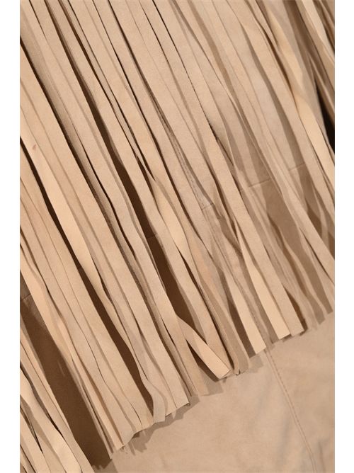 Giacca-camicia Malcom in pelle con maxi frange Liviana Conti | F6SX41W76-0